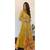 Eye-Catching Lemon Yellow Color Foil Mirror Base Length Ceremonial Palazzo Suit