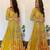 Eye-Catching Lemon Yellow Color Foil Mirror Base Length Ceremonial Palazzo Suit