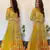 Eye-Catching Lemon Yellow Color Foil Mirror Base Length Ceremonial Palazzo Suit