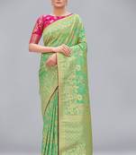 Light green woven banarasi saree with blouse