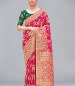 Magenta woven banarasi saree with blouse
