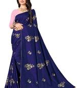 Dark blue plain baluchari saree with blouse