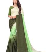 Green printed baluchari saree with blouse
