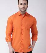 Orange cotton stitched   shirt
