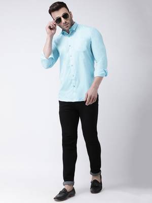 blue cotton stitched   shirt 2