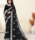 WHITE GEORGETTE SAREE WITH Silver Jari WORK SAREE