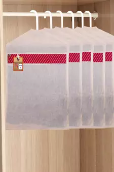 atorakushon   Hanging Saree Covers 100% Cotton Wardrobe Cloth organizer for Storage Garment Storage Bags Pack of 6