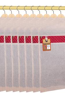 atorakushon   Hanging Saree Covers 100% Cotton Wardrobe Cloth organizer for Storage Garment Storage Bags Pack of 9