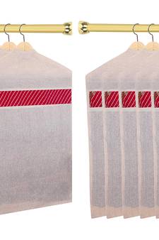 atorakushon   Hanging Saree Covers 100% Cotton Wardrobe Cloth organizer for Storage Garment Storage Bags Pack of 12