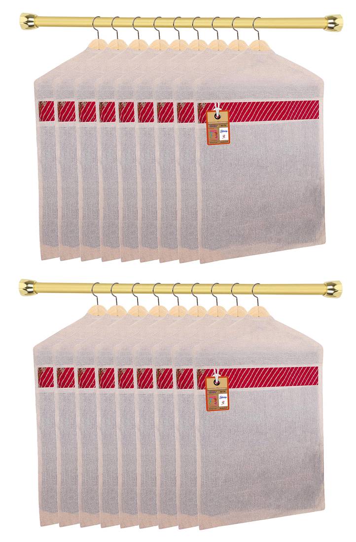 atorakushon   Hanging Saree Covers 100% Cotton Wardrobe Cloth organizer for Storage Garment Storage Bags Pack of 18