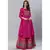 SheWill Pink Foil Printed Gotta Patti A-Line Vicsose Rayon Kurta with Skirt & Dupatta