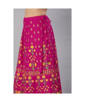 SheWill Pink Foil Printed Gotta Patti A-Line Vicsose Rayon Kurta with Skirt & Dupatta 6