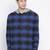 Blue printed cotton mens casual shirts