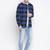 Blue printed cotton mens casual shirts
