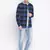 Blue printed cotton mens casual shirts