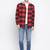 Red printed cotton mens casual shirts