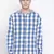 Blue printed cotton mens casual shirts