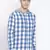 Blue printed cotton mens casual shirts