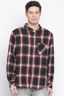 Black printed cotton mens casual shirts