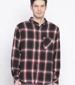 Black printed cotton mens casual shirts