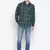 Green printed cotton mens casual shirts