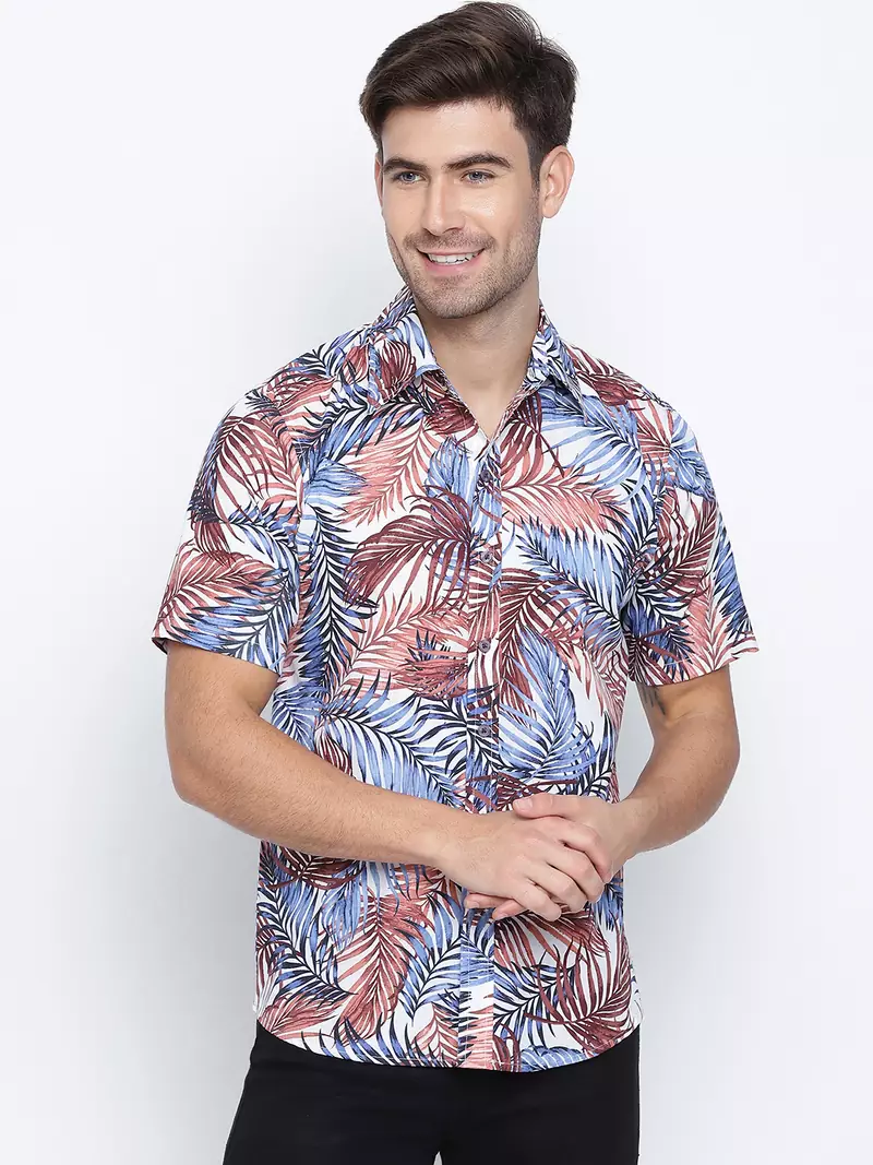 Multicolor printed cotton mens casual shirts