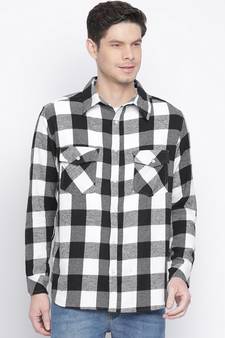 Black printed cotton mens casual shirts
