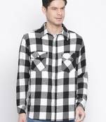 Black printed cotton mens casual shirts