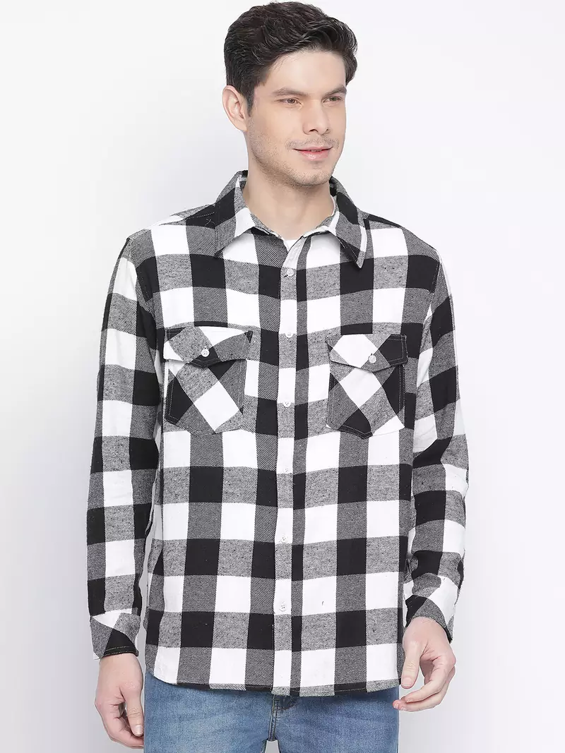 Black printed cotton mens casual shirts