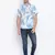 White printed cotton mens casual shirts