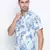 White printed cotton mens casual shirts
