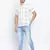 White printed viscose mens casual shirts