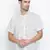 White printed viscose mens casual shirts