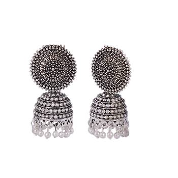 Flat Round White Ghungroo Jhumka 2