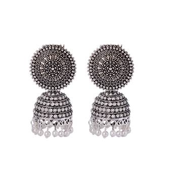 Flat Round White Ghungroo Jhumka 3