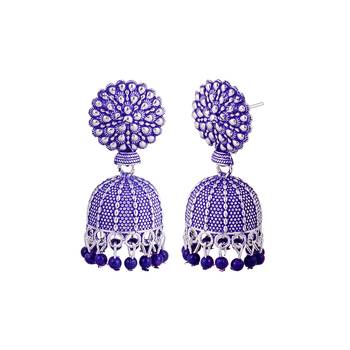 Flat Round Blue Ghungroo Jhumka 2