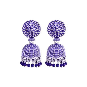 Flat Round Blue Ghungroo Jhumka 3