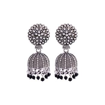 Flat Round Black Ghungroo Jhumka 3