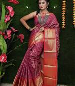 Magenta woven Faux kanchipuram silk saree with blouse