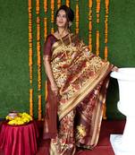 Coffee woven paithani silk saree with blouse