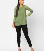 Olive printed cotton cotton-tops