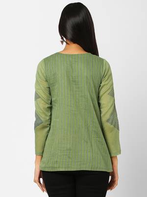 Olive printed cotton cotton-tops 2