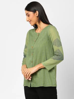 Olive printed cotton cotton-tops 4