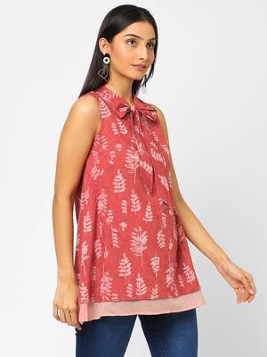 Red printed cotton cotton-tops 3