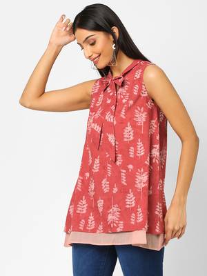 Red printed cotton cotton-tops 4