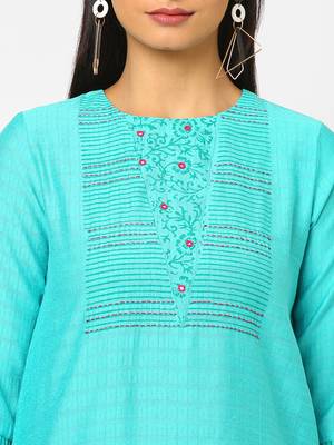 Blue printed blended cotton cotton-tops 5