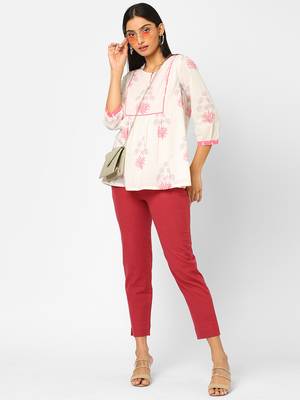 White printed cotton cotton-tops 1