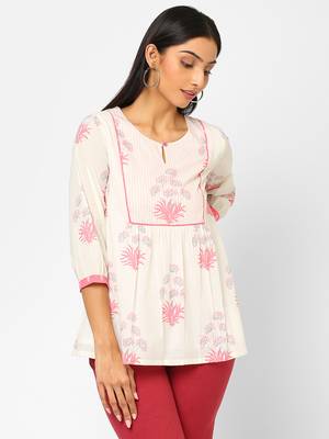 White printed cotton cotton-tops 3
