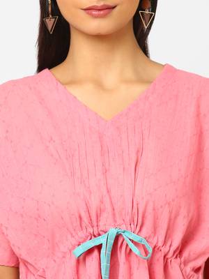 Pink woven blended cotton cotton-tops 5