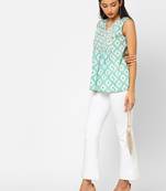 Green printed cotton cotton-tops
